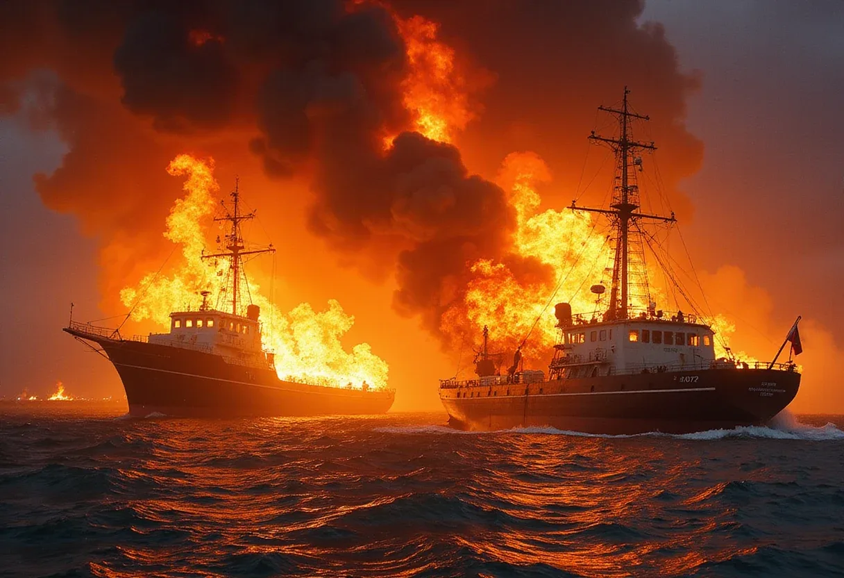 Two Ships Ablaze Off Romanian Black Sea Coast, 7 Sailors Missing